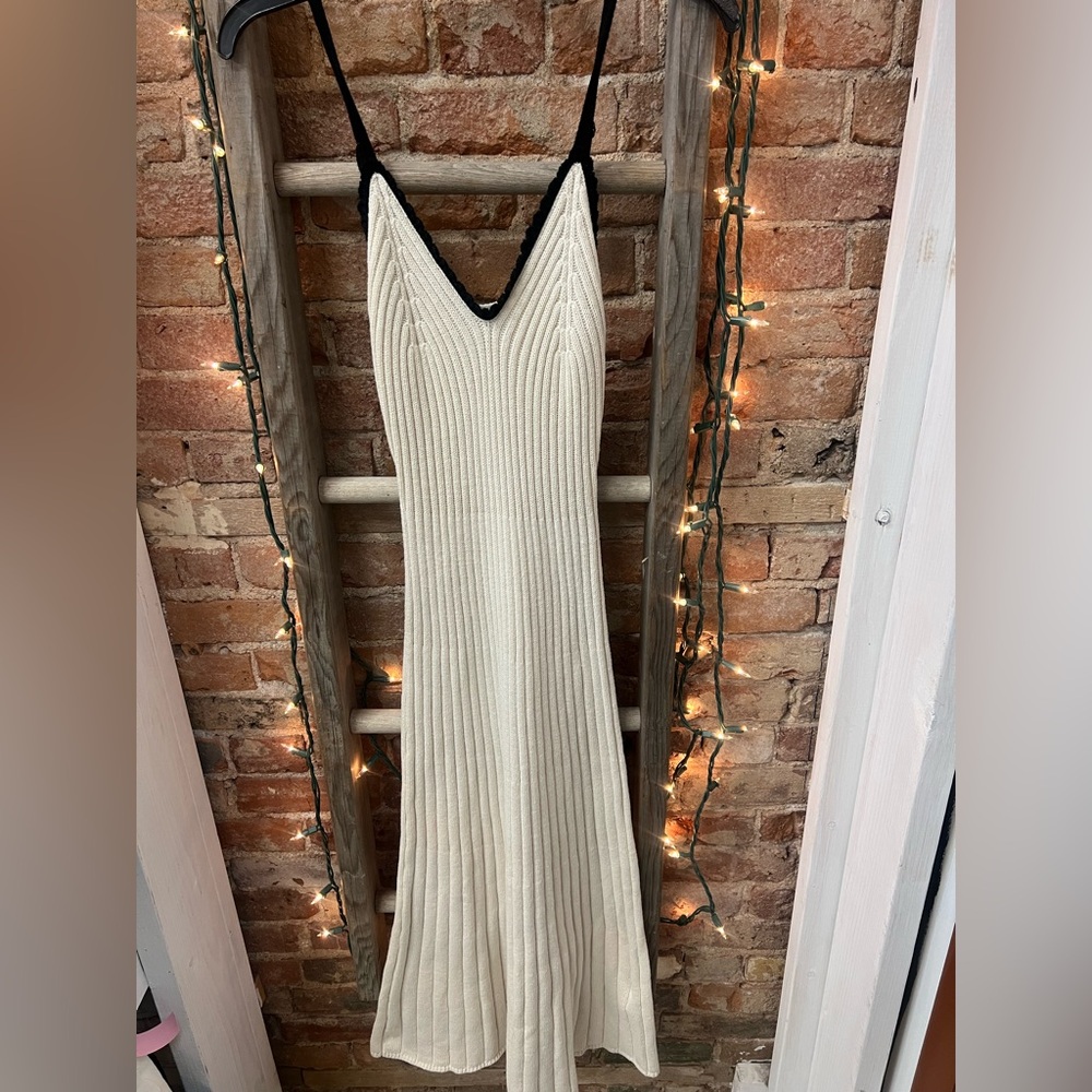 Freshman 1996 Cream and Black Knit Maxi Dress